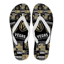 Load image into Gallery viewer, Colorful Pride Flag Vegas Golden Knights Flip Flops