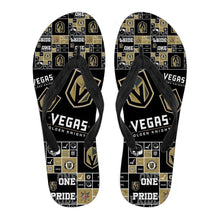 Load image into Gallery viewer, Colorful Pride Flag Vegas Golden Knights Flip Flops