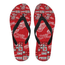 Load image into Gallery viewer, Colorful Pride Flag Detroit Red Wings Flip Flops