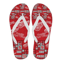 Load image into Gallery viewer, Colorful Pride Flag Detroit Red Wings Flip Flops