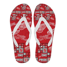 Load image into Gallery viewer, Colorful Pride Flag Detroit Red Wings Flip Flops
