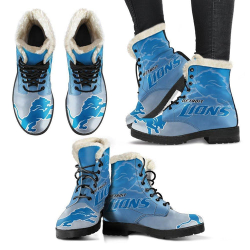 Detroit Lions Faux Fur Leather Boots