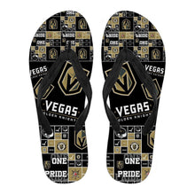 Load image into Gallery viewer, Colorful Pride Flag Vegas Golden Knights Flip Flops
