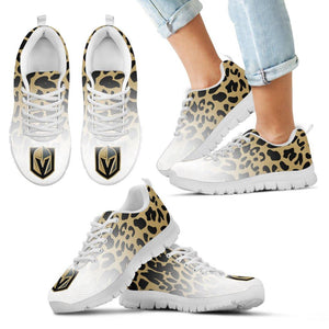 Custom Printed Vegas Golden Knights Sneakers Leopard Pattern Awesome