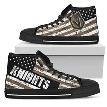 Load image into Gallery viewer, America Flag Italic Vintage Style Vegas Golden Knights High Top Shoes
