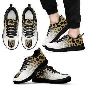 Custom Printed Vegas Golden Knights Sneakers Leopard Pattern Awesome