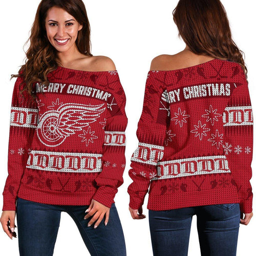 Detroit Red Wings Off Shoulder Sweatshirt