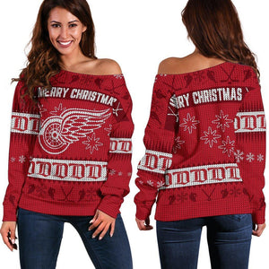 Detroit Red Wings Off Shoulder Sweatshirt