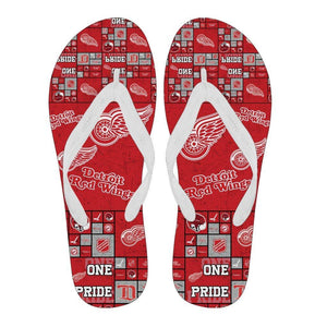 Colorful Pride Flag Detroit Red Wings Flip Flops