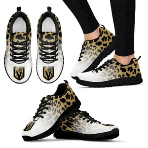 Custom Printed Vegas Golden Knights Sneakers Leopard Pattern Awesome