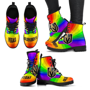 Colorful Rainbow Vegas Golden Knights Boots