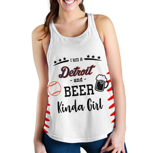 DETROIT & BEER KINDA GIRL BASEBALL TANK